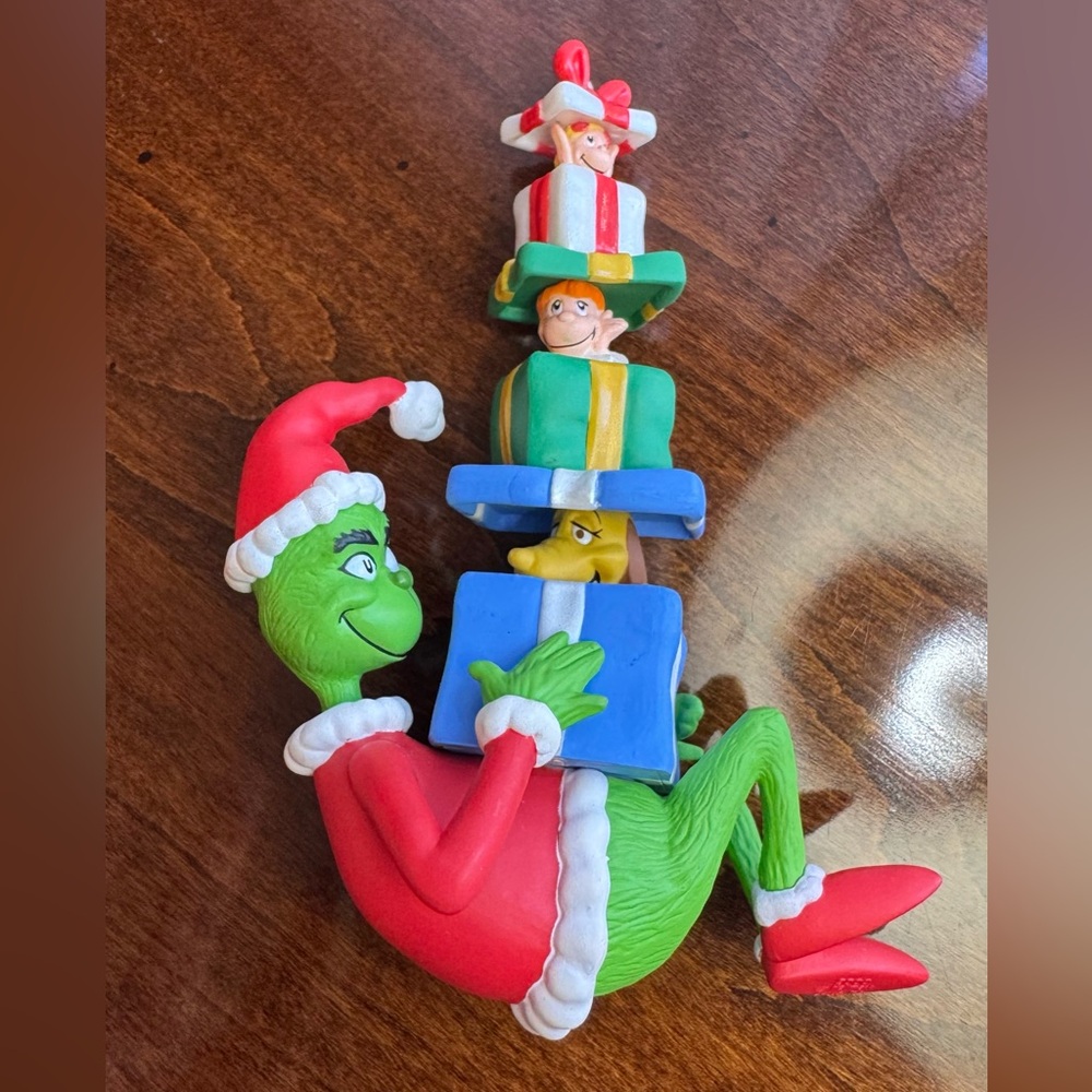 Hallmark Grinch Ornament with Red, Green, and Blue Gifts